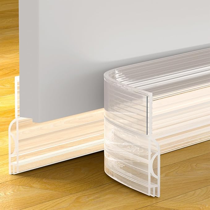 Door Draft Stopper, Door Sweep for Bottom of Door, Weather Stripping Door Seal Gap Filler Bottom Blocker Soundproof Cold Air Insulation Save Energy Installs Quickly and Easily (Transparent, 78‘’)