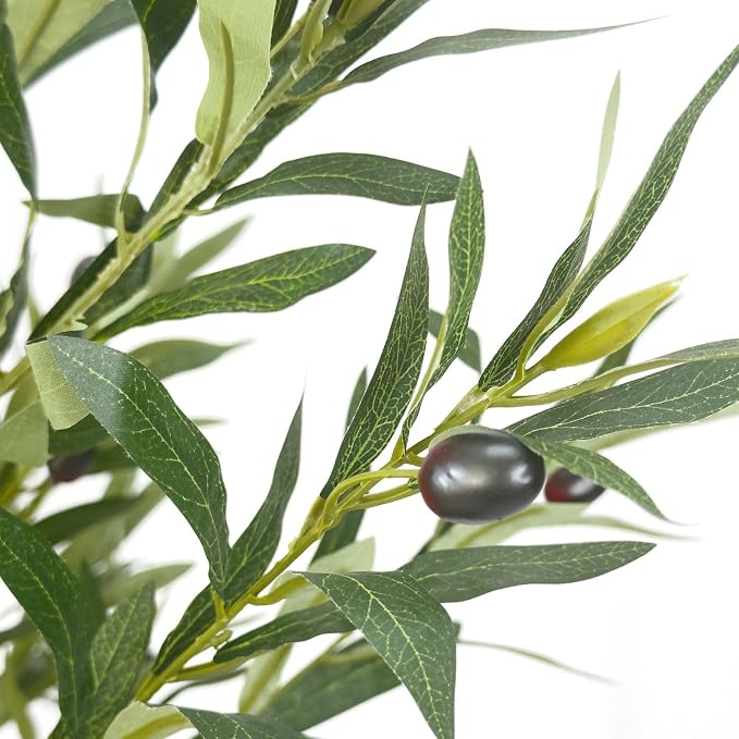 6FT Artificial Olive Tree – Lifelike Faux Olive Plant with Realistic Olive Fruits in Nursey Pot for Indoor Living Room Outdoor and Office Decor