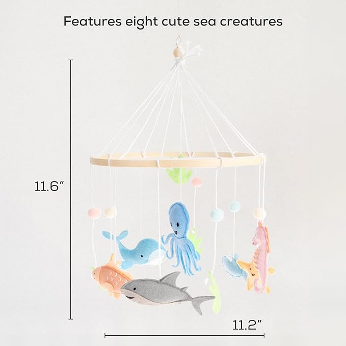 First Landings Baby Mobile for Crib - Animal Nursery Mobiles - Gender Neutral Baby Nursery Decor - Ocean Creatures