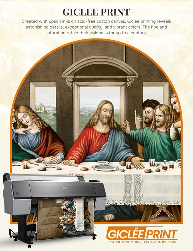DECORARTS - The Last Supper by Leonardo Da Vinci Giclee Reproduction, Giclee Print on Acid-Free Cotton Canvas with Matching Deep Brown Solid Wood Frame