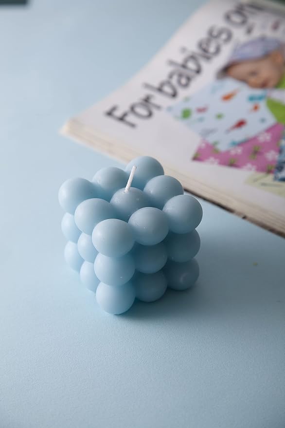 Bubble Candle - Cube Soy Wax Candles, Home Decor Candle, Scented Candle Set 1 Pieces, Home Use and Gifting (Blue) Christmas Gifts