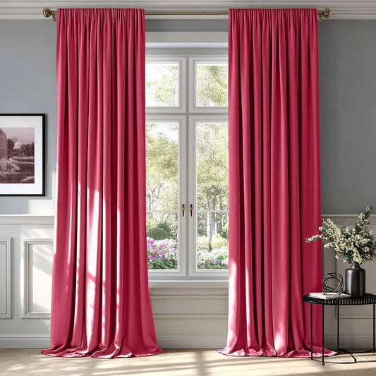 MIULEE Berry Velvet Curtains Thermal Insulated Blackout Curtain Drapes for Bedroom Living Room Darkening 108 Inches Long Curtains Panels Rod Pocket Set of 2