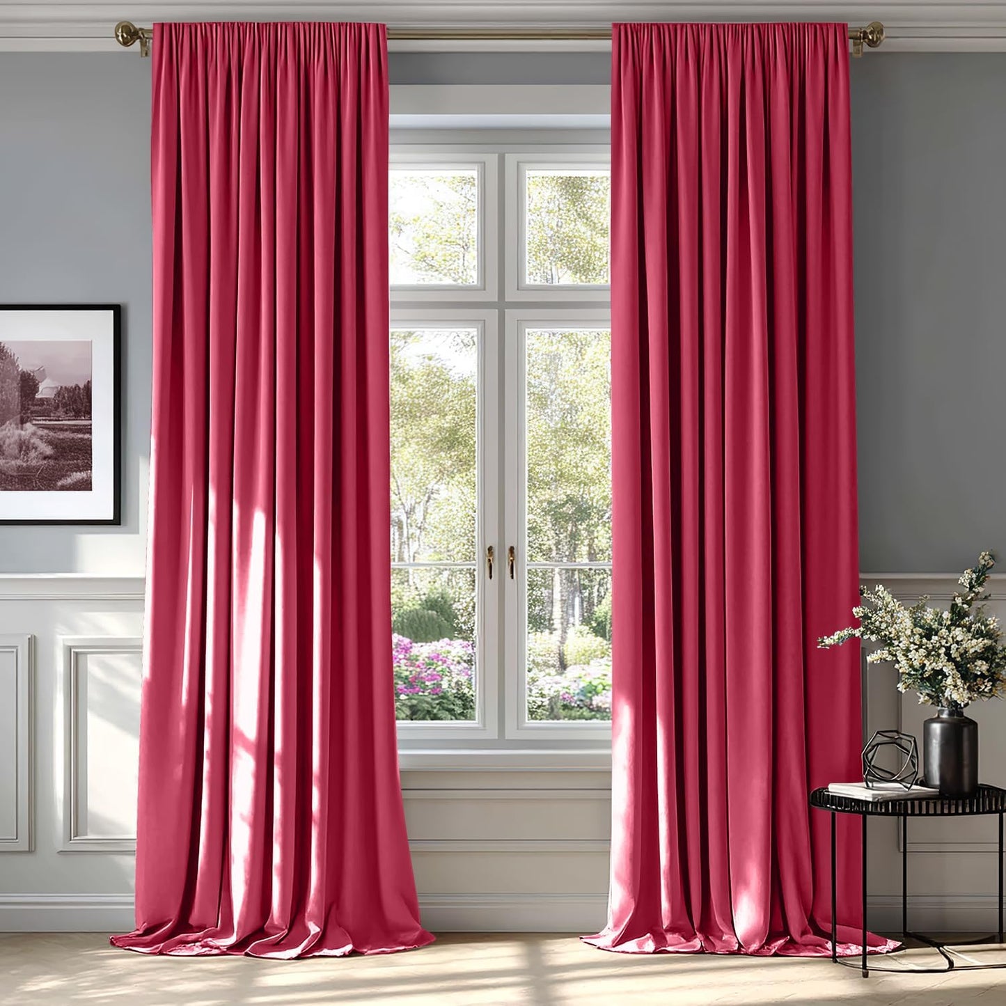 MIULEE Berry Velvet Curtains Thermal Insulated Blackout Curtain Drapes for Bedroom Living Room Darkening 84 Inches Long Curtains Panels Rod Pocket Set of 2