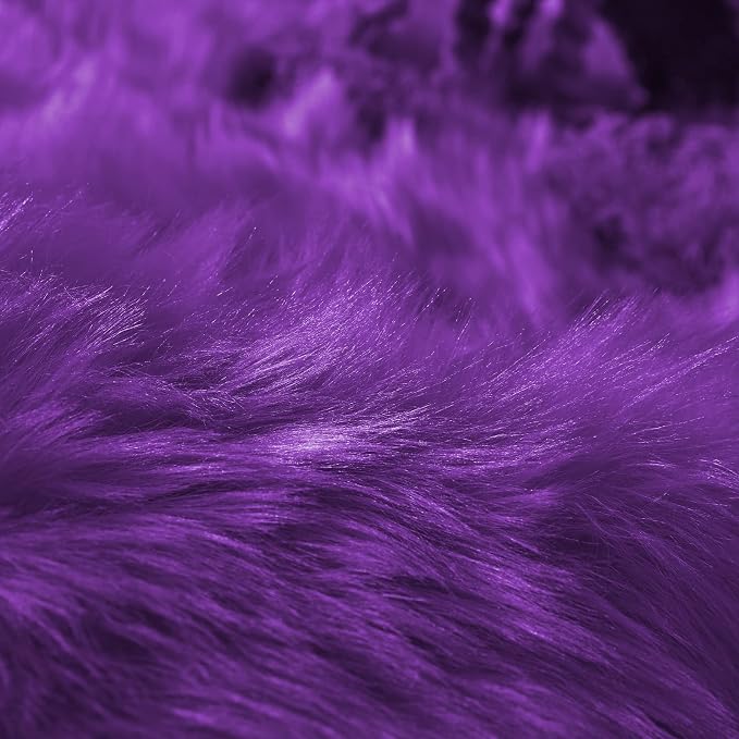 Goolela Fluffy Rug Runners 2x6 Purple Faux Sheepskin Fur Rug Washable Fuzzy Shag Rug for Living Room Bedroom Chair Couch Cover Rectangle