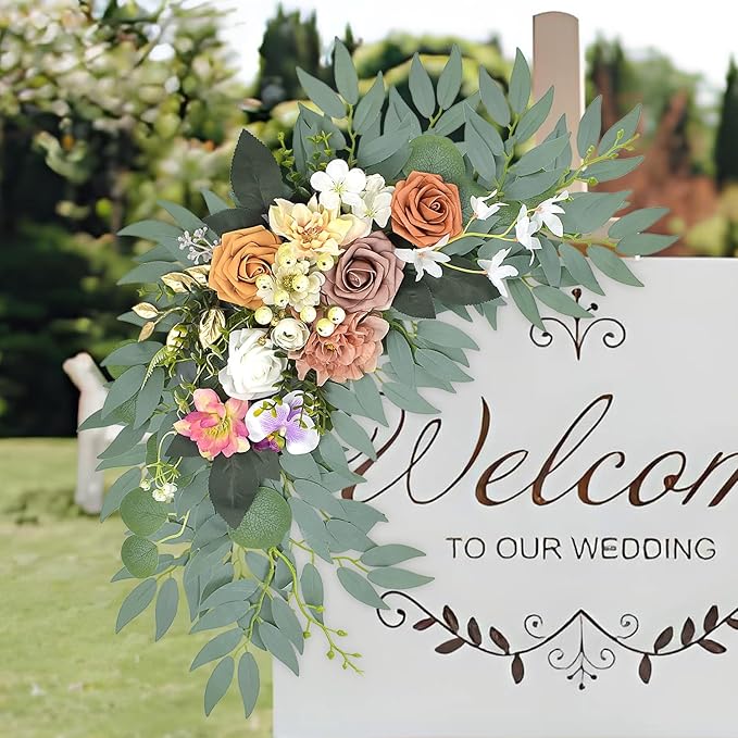 Wedding Arch Flowers Set of 2, Dusty Rose Artificial Flowers Decorations for Bridal Shower, Baby Shower, Rustic Backdrop Decor (Dusty Rose)