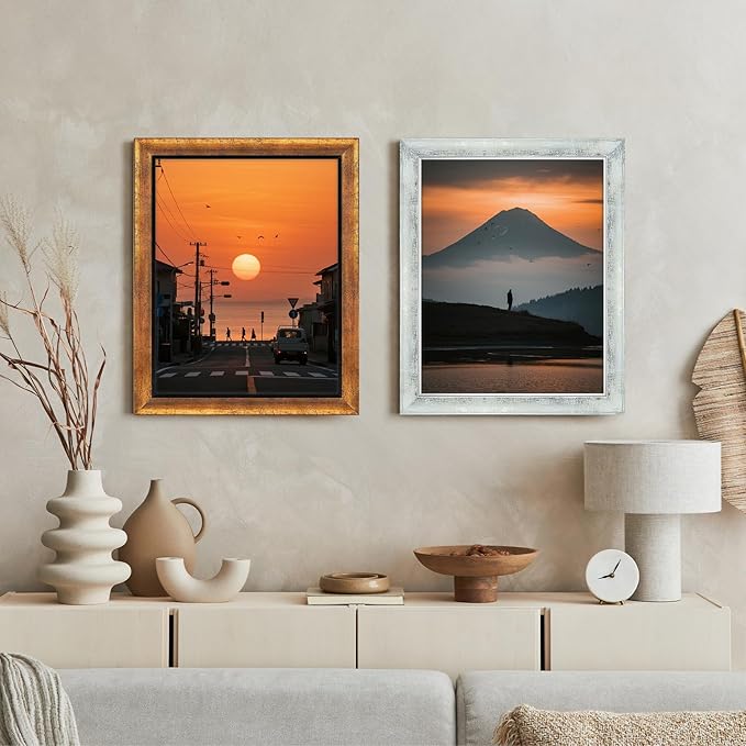 XUANLUO 11x14 Picture Frames Set of 4 Rustic Retro Photo Frame with HD Plastic Cover for Wall Mount and Tabletop Display Family Friends Wedding Gift