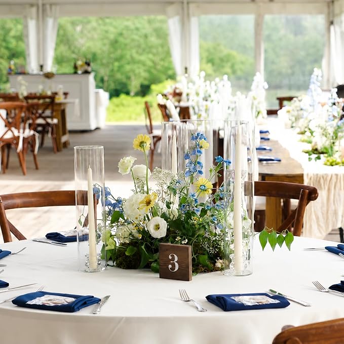 Volens Hurricane Glass Candle Holders Bulk- Set of 36 Candlestick Holders for Taper Candles with Windproof Cylinder Covers 14" Tall Clear Glass Chimney Cover for Wedding Table Centerpiece