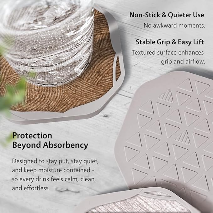 UMIRRO Absorbent Drink Coasters Set of 6 with Holder – Thoughtful Birthday Gifts for Mom from Daughter and Son, Mothers Day Thank You Gifts - Coffee Table & Desk Home Decor, 4” - Poured with Love
