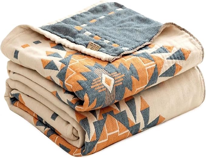 MSGKV Summer Blankets Cotton Throw Blanket 60"x 80" Muslin Blanket for Couch Bed Chair, Soft Bed Cotton Quilted Boho Quilts Blankets Gifts for Women