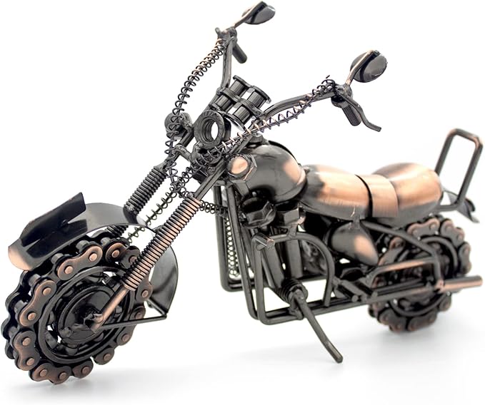Motorcycle Gifts for Men & Women Bikers, 11.8" Handmade Metal Motorcycle Model, Vintage Motorcycle Decor for Man Cave, Garage, Home & Office