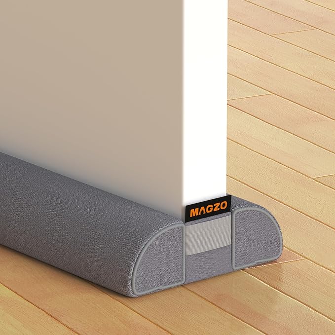 MAGZO Door Draft Stopper for Bottom of Door, 2 Pack 32 Inch Under Door Draft Stopper, Fan Shaped Under Door Gap Filler Bottom, Door Soundproofing, Grey