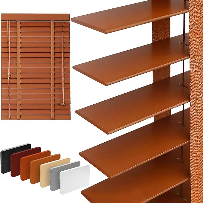 2" Slats Wood Blinds for Indoor Windows: Solid Wooden Blackout Blinds & Shades,Black Out Privacy Horizontal Blinds for Home Bedroom Bathroom Living Room Windows and Doors Brown