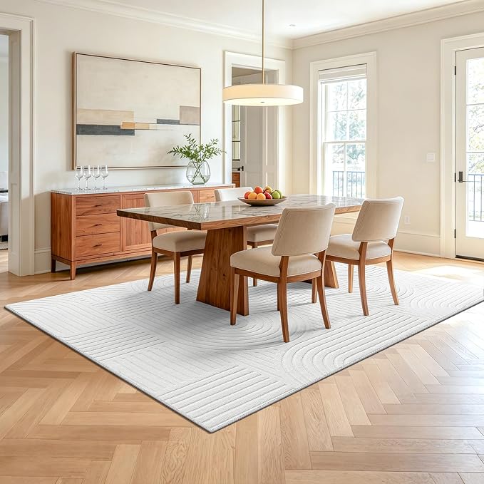 Pauwer 5x7 Washable Area Rugs for Living Room Modern White Solid Color Soft Fluffy Rugs for Bedroom Non Slip Boho Accent Indoor Mat Floor Carpet Cover for Kids Room Dining Room Kitchen Office