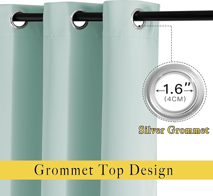 NICETOWN Room Darkening 108 inches Long Curtains for Living Room - Ring Top Thermal Insulated Sound Reducing Window Treatment Drapes for Nursery/Bedroom, W52 x L108, 2 Panels, Aqua Blue