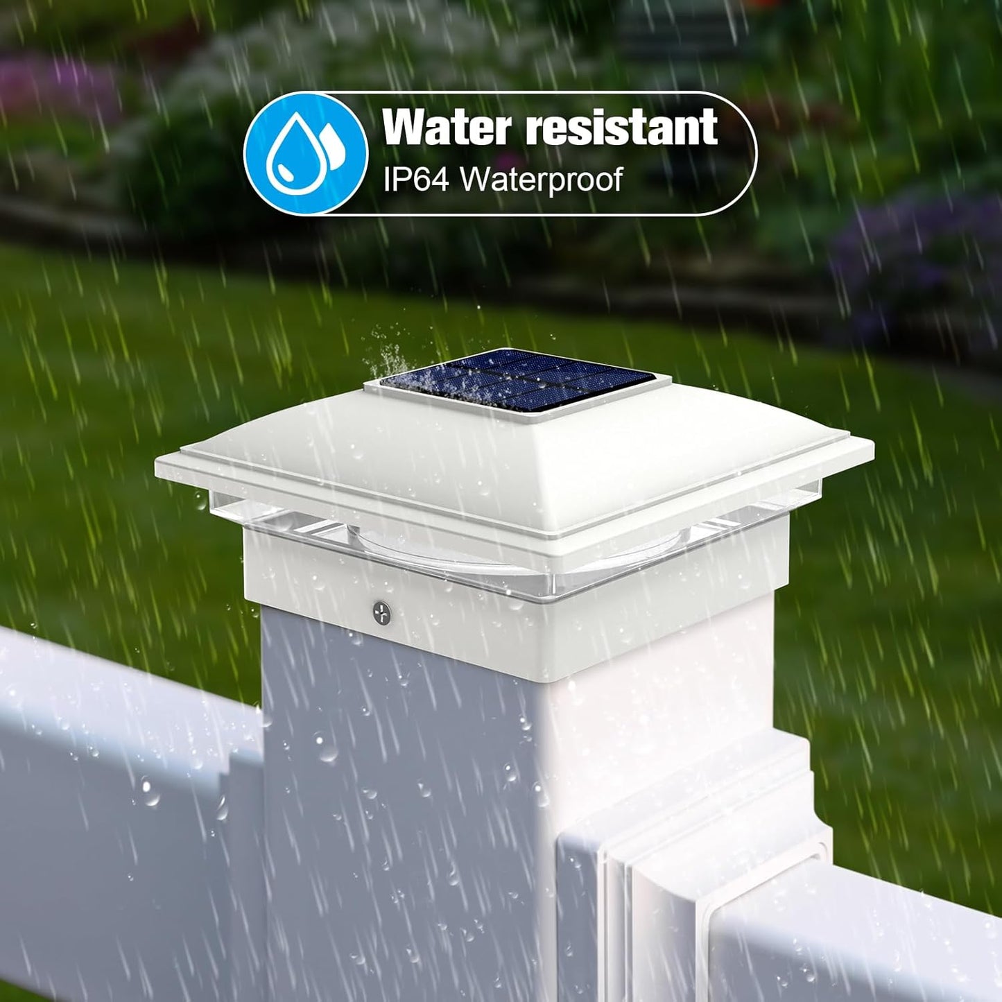 VOLISUN Solar Post Cap Light Outdoor Waterproof 16pack,Solar Fence - Post Lights for 4x4 5x5 6x6 Wooden/Vinyl Post,White Deck Cap Light Solar Powered with Warm White for Garden/Patio/Porch