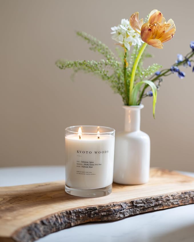 Brooklyn Candle Studio Kyoto Woods 2 Wick Candle – Luxury Scented Candle with Cypress, Hinoki & Santal – Vegan Soy Wax, Hand-Poured in the USA – 70-Hour Burn Time, 13oz