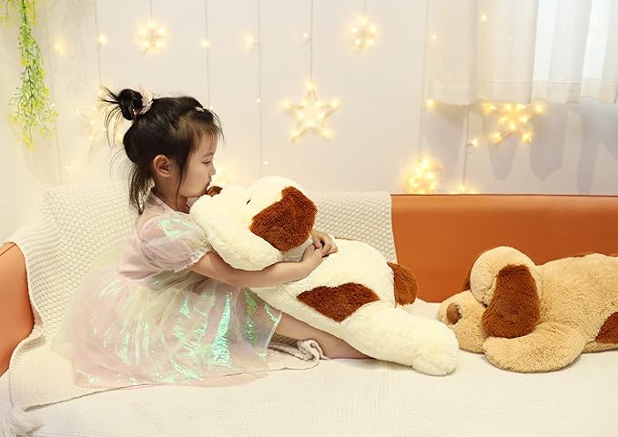 YESGIRL 26.8 inch Large Dog Weighted Stuffed Animals, 5 lb Weighted Plush Animal, Cute Plush Toy Pillow, Gifts for Adults, Kids, Boys and Girls(White)