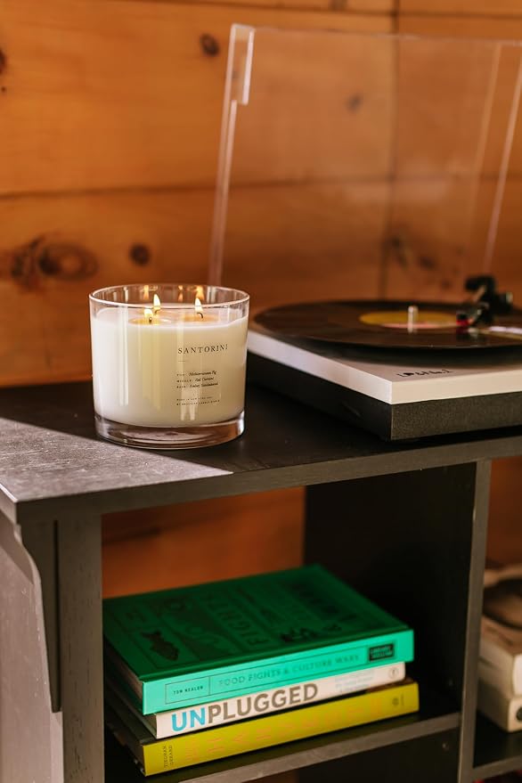 Brooklyn Candle Studio Santorini XL 3 Wick Candle - Luxury Scented Candle, Vegan Soy Wax, Hand Poured in The USA, 100 Hour Slow Burn Time - 27oz