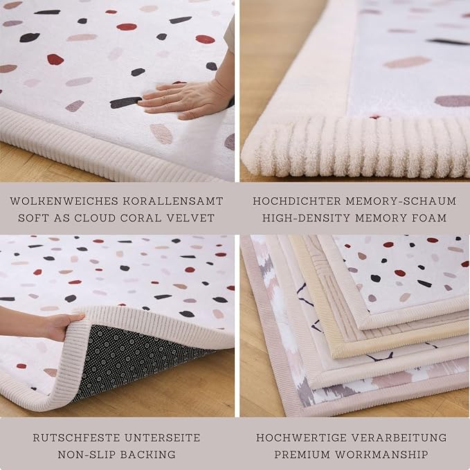 Hakuna Matte CloudSoft Baby Play Mat for Floor 60" x 80" Confetti – Coral Velvet Memory Foam Rug for Crawling & Cozy Play – Non-Slip, Water-Resistant, Easy-CareTummy Time Mat, Playmat for Playpen