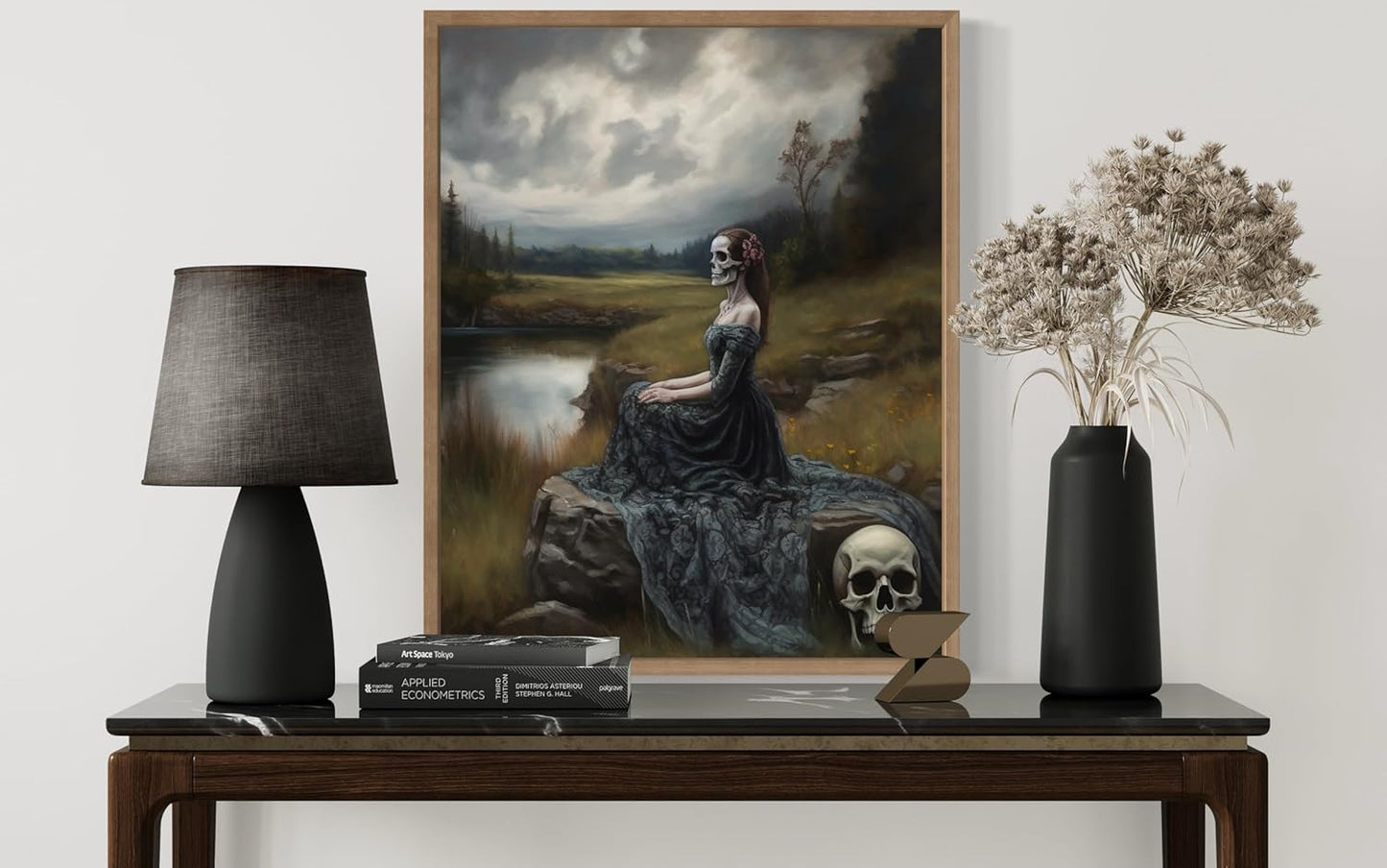 Widow Ghost Poster Art Print, Halloween Scary Vintage Wall Art Academia Spooky Painting Decoration for Horror Prints, Gothic Posters Bedroom Decor 89 (Widow Ghost, 8 x 10 inches, Wood Frame)
