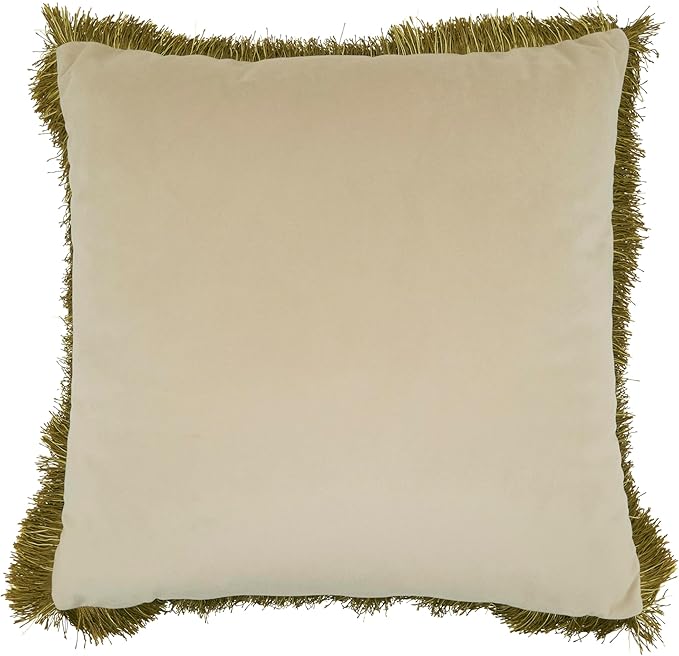 SARO LIFESTYLE Velvet Fringe Throw Pillow Cover