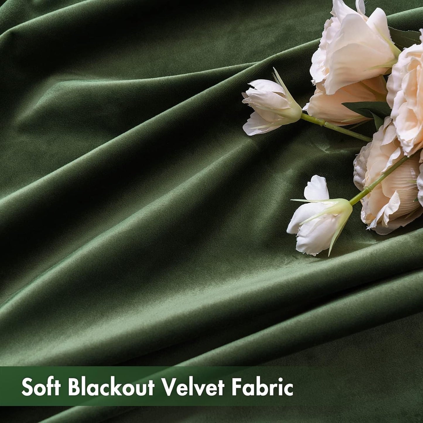 MIULEE Olive Green Velvet Curtains Thermal Insulated Blackout Curtain Drapes for Bedroom Living Room Darkening 132 Inches Long Curtains Panels Rod Pocket Set of 2