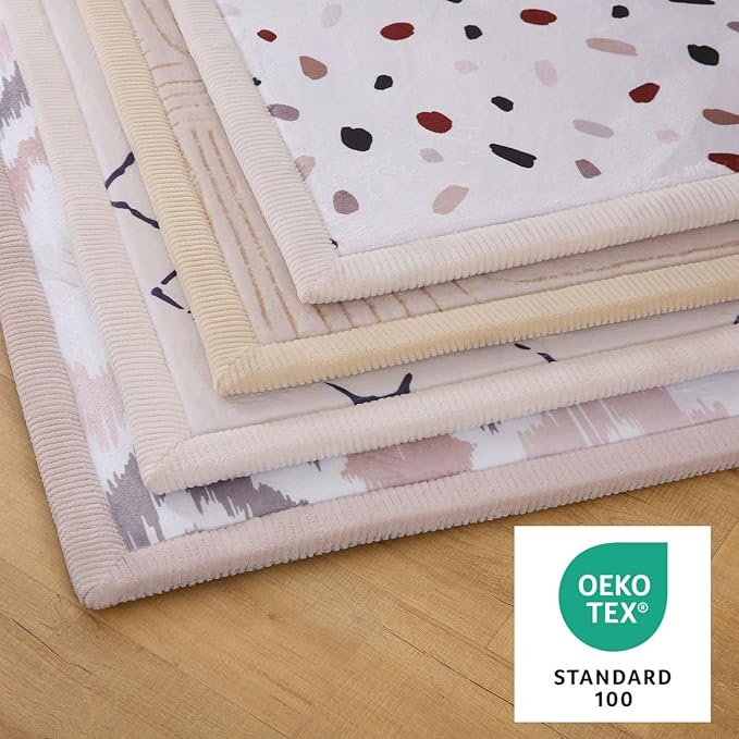 Hakuna Matte CloudSoft Baby Play Mat for Floor 60" x 80" Confetti – Coral Velvet Memory Foam Rug for Crawling & Cozy Play – Non-Slip, Water-Resistant, Easy-CareTummy Time Mat, Playmat for Playpen