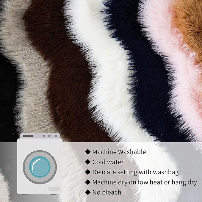 Carvapet Luxury Faux Sheepskin Chair Cover - Soft Plush Fur Seat Pad Skid-Resistant Fluffy Area Rug for Desk Armchair Bedroom Decor Brown 2x3 Feet