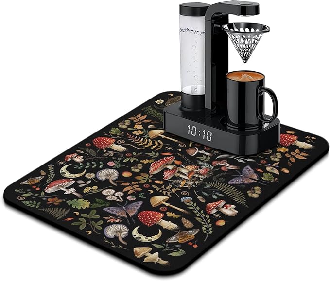 Fun Coffee Mat 24inx18in,Coffee Bar Mat for Countertops,Absorbent Hide Stain Anti-Slip Coffee Bar Accessories Fit Under Coffee Machine Mat,dish Drying Mats for Kitchen