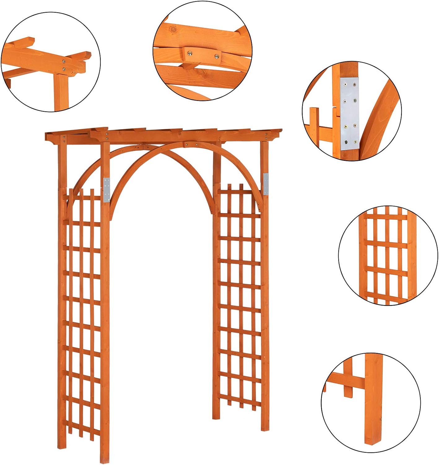 VINGLI 85in Wooden Arbor, Wedding Arch for Ceremony, Wood Trellis for Plant Climbing, Christmas Decor Pergola for Garden Backyard, Lawn (Teak)