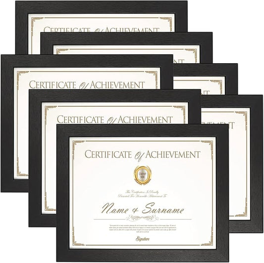 PETAFLOP Wooden 8.5x11 Picture Frame Black Certificate Frames Wall Tabletop Display Horizontally or Vertically, 7 Pack