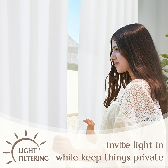 jinchan Linen Curtains for Bedroom Non See Through Lined Curtains 84 Inches Long Living Room Darkening Curtain Panels White Privacy Partition Bathroom Drapes Farmhouse Grommet Drapes 50 Wide 2 Panels