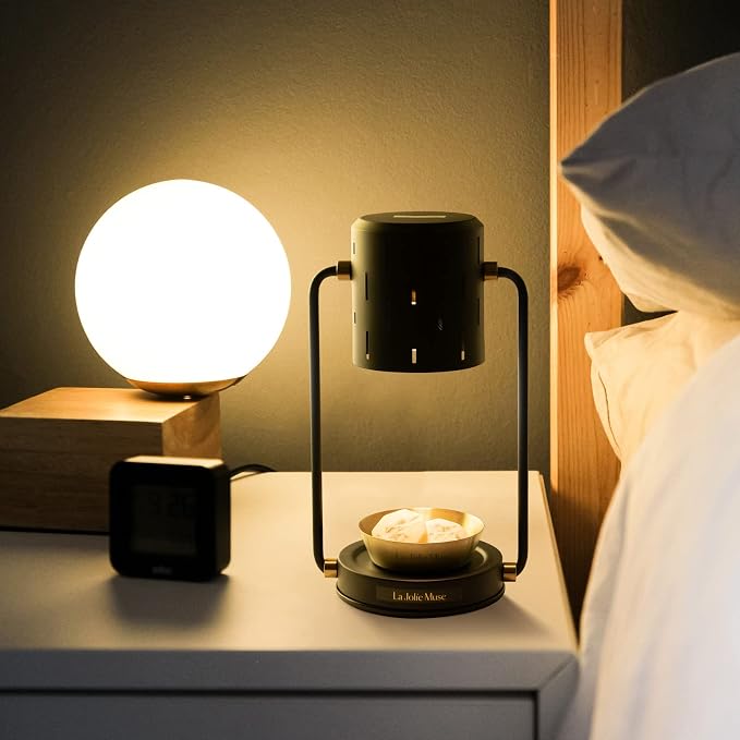 LA JOLIE MUSE Candle Warmer Lamp with Warming Dish, Candle Lamp with Timer & Dimmer for Wax Melting, Electric Candle Melter for Home Decor, Compatible with Small & Large Candles, Bulb Included