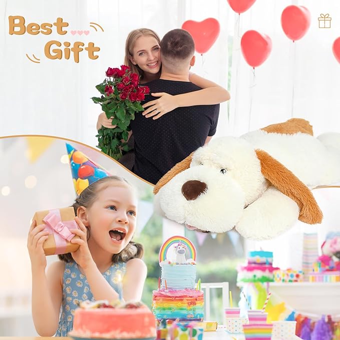 MorisMos Giant Dog Stuffed Animals, 31inch Large Dog Plush Soft Big Puppy Pillow Toy Gifts for Kids, Girls, Boys, White