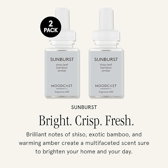 Pura & Moodcast Home Scent Refill - Smart Home Air Diffuser - Long-Lasting Premium Fragrance per Refill - Household Essential - Clean & Safe Diffuser Fragrance - 2 Pack, Sunburst