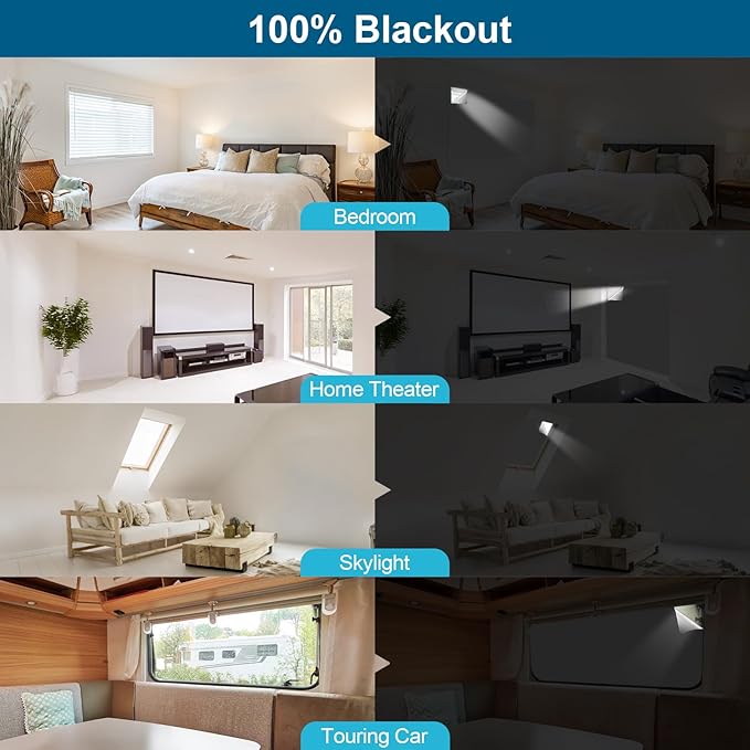 100% Blackout Curtains for Bedroom, Portable DIY Window Blinds, No Drill Window Shades & Blackout Blinds with Stickers & Tabs for Travel, Dorm Room, Media Room (Grey, 118" x 57")