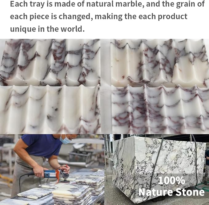 Luxurious Natural Marble Soap Dish Tray Marble Soap Holder Trinket Plate for Bathroom Sink Kitchen Countertop Bedroom Vanity Bathroom Accessory Rectangular (2 Pack)