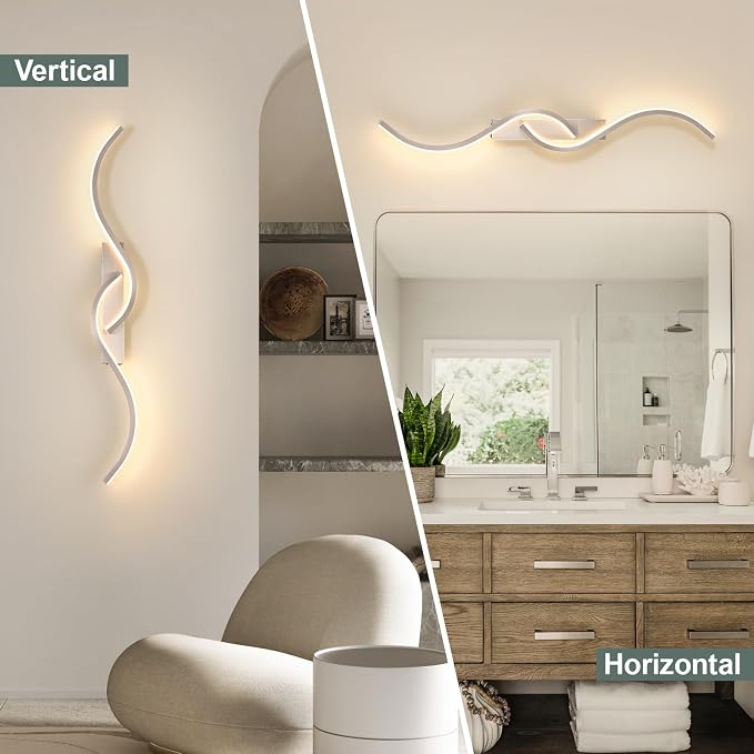 Modern Battery Operated Wall Sconces, Rechargeable Wall Sconces, 3000K-6500K LED Wireless Wall Light, Modern Wall Lamp not Hardwired for Living Room Bedroom Hallway -39.37 in (Nickel)