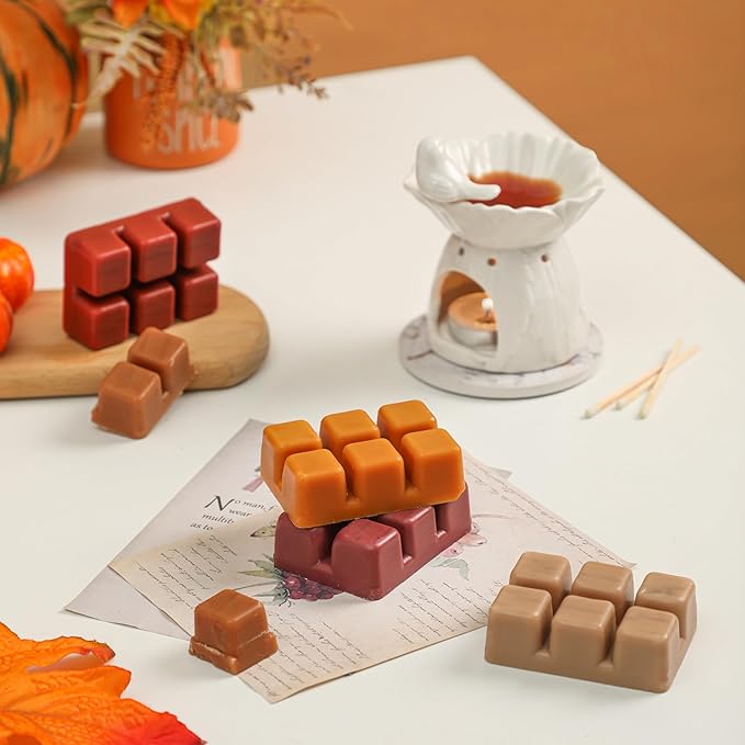 Fall Scented Wax Melts, Wax Cubes for Wax Warmer, Autumn Strong Scented Wax Melts,Nature Soy Wax Melts, Mix Scented Melts Sets Long Lasting for Fall,2.5 oz (6 Pack)