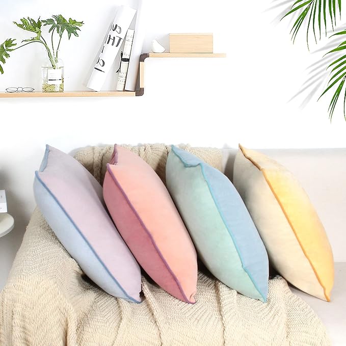 Btyrle Throw Pillow Covers 20x20 Set of 4 Soft Velvet Couch Cushion Covers Modern 8-Colors Designs Pillowcases Decorative Cushion Cases for Sofa Bedroom Home Decor(Morandi Series)