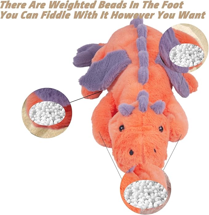 ARELUX Large 36in Cute Dragon Stuffed Animals Plush Toy Soft Orange Pterosaur Plushie Giant Fuzzy Dinosaur Pillow Plushies with Wings Cuddly for Friends Family Member