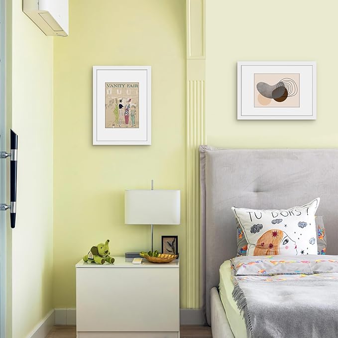 Picrit A4 Picture Frame Set of 12, Display 6x8 with Mat or 8.3x11.7 without Mat, Photo Frames for Wall Mounting or Table Top Display, White