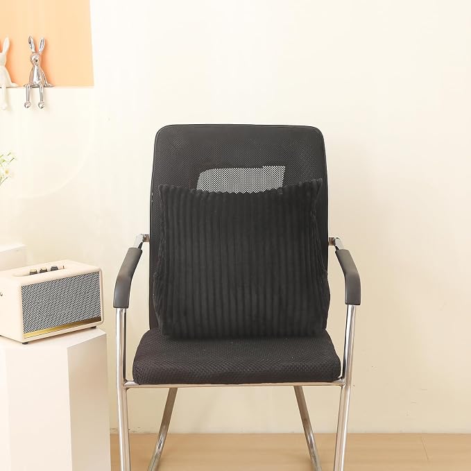 Corduroy Wedge Reading Pillow for Bed, 3 Sizes, 4 Colors for Bed, Sofa, Office Chair (Black, Small 16 * 14 * 7in)