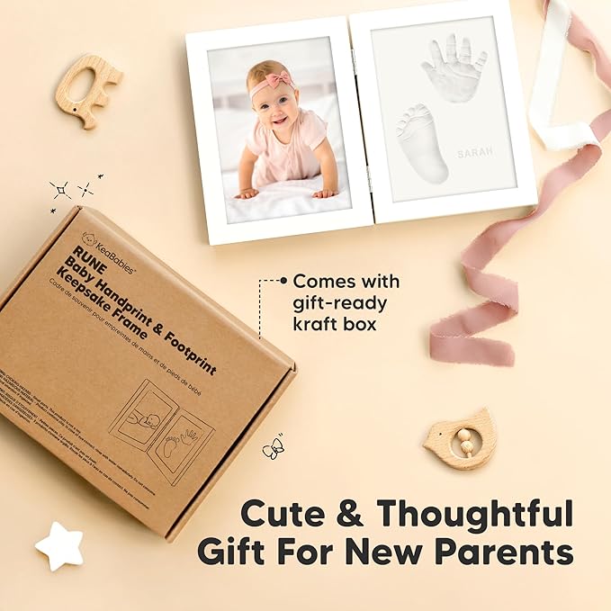 KeaBabies Baby Hand and Footprint Kit and Inkless Baby Handprint And Footprint Kit Frame - Prints Duo Photo Frame for Newborn - Personalized Kids Picture Frame for Newborn