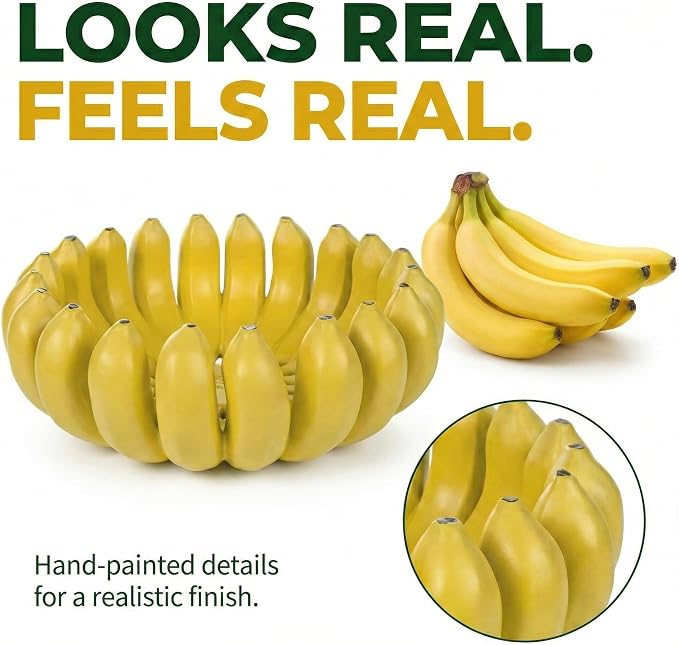 12 inch large Banana fruit bowl holder Handcrafted Art Centerpiece - Modern bowl for Kitchen,Dining Table & Entryway - Home Decor - Premium gifts - Sculptural Home Decor. (Yellow)
