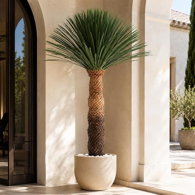 8.6FT Artificial Agave Plant in Black Pot, 103 Inch Tall Faux Agave with Removable White Coating, Fake Floor Plant for Indoor Outdoor Front Porch Patio Home Office Hotel Desert Style Decor