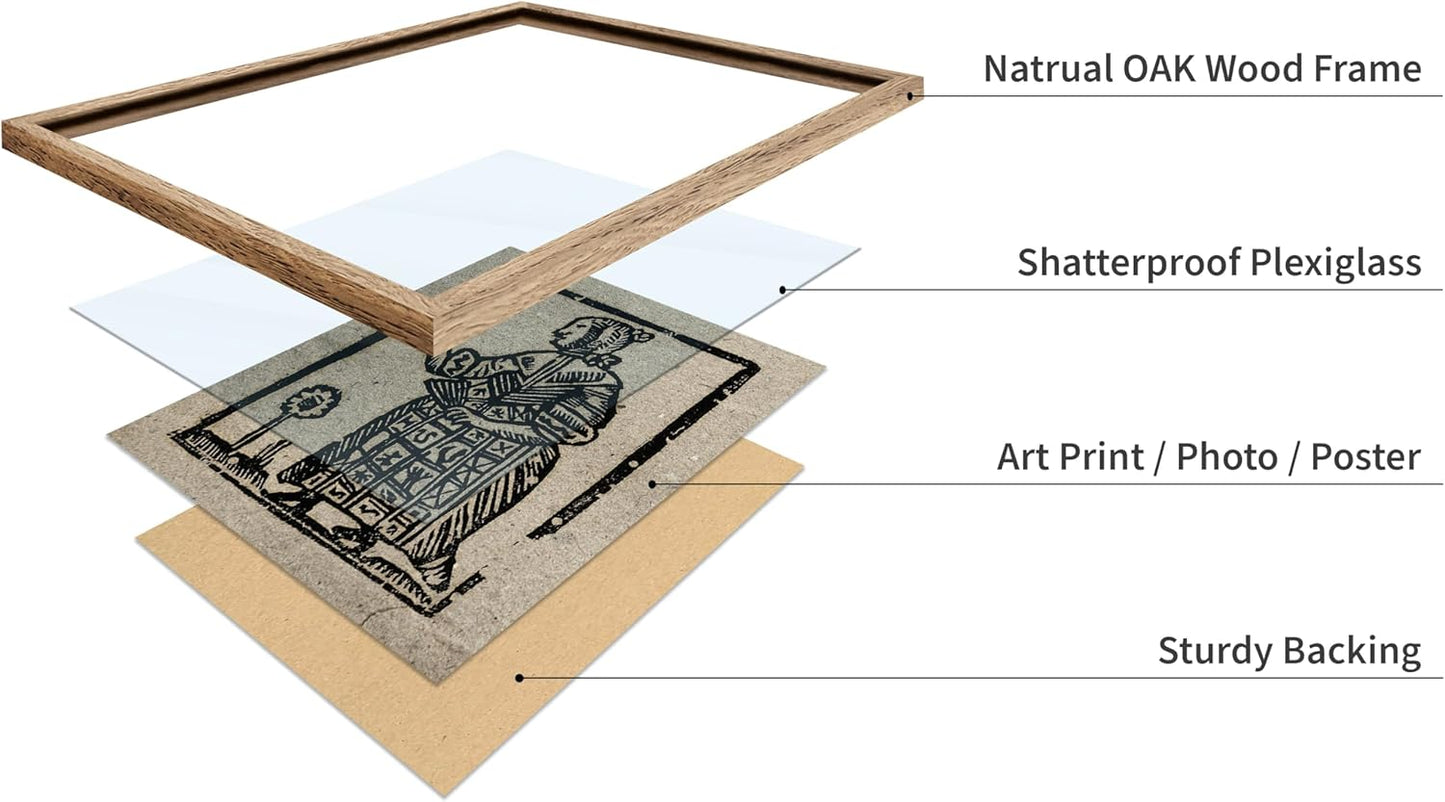 Poster Master Vintage Woodcut Poster - Retro Medieval Print - Gift for Gothic, Horror Fan - Witch Holding a Plant, Magic, Spell, Herbalist - Wall Decor for Bedroom, Dorm, 11x14 Beige Framed