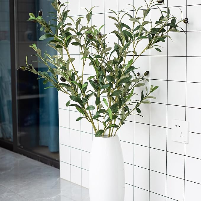 Heleze 39 Inch Artificial Olive Branches for Vases, Fake Plants Greenery Stems with 222 Leaves Faux Olive Tree Branches Home Decor Indoor 4PCS
