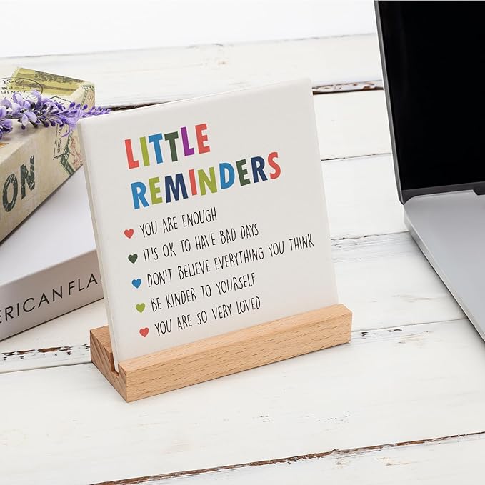 Inspirational Motivational Christmas Gifts Little Reminders for women Friends, Positive Mental Health Gifts for Her Teenage Girls Boys, Encouragement Decor Plaque for Office Home