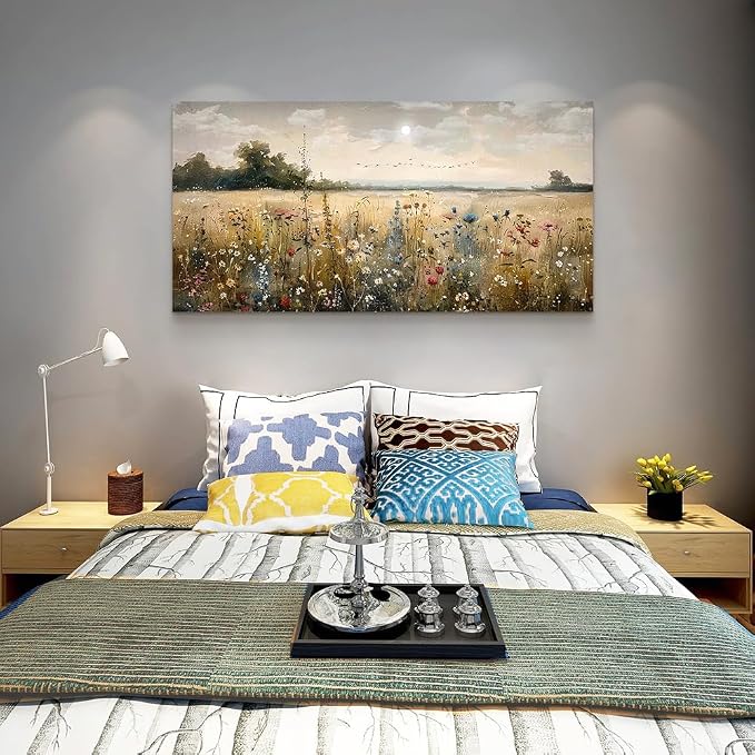 Wapluam Wall Decor For Living Room Canvas Prints Wall Art Bedroom Office Decoration Vintage Abstract Painting Rural Natural Landscape Pictures Artworks Ready To Hang Farmhouse Aesthetic Home Decor